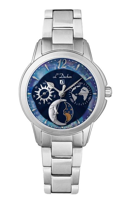 Женские часы L`Duchen Petit Celeste D 857.10.37, механизм кварцевый, циферблат синий, браслет нержавеющая сталь — Изображение 1